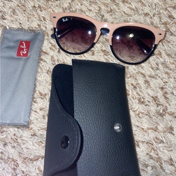 Ray-Ban Black and Pink Sunglasses with Case (WORN TWICE - like new) - Picture 2 of 4